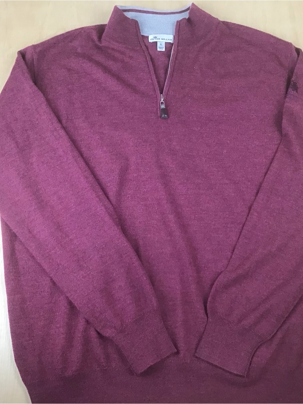 Peter Millar Mens XL Merino Wool Silk Quarter Zip Pullover Golf Belfair CC